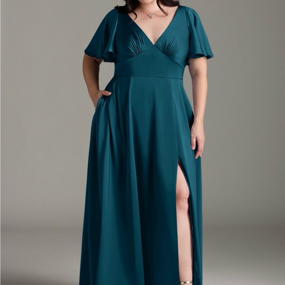 Azazie Ink Blue Maxi Dress with Slit